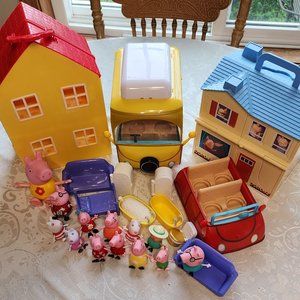 Huge Peppa Pig Bundle figures/houses, car.